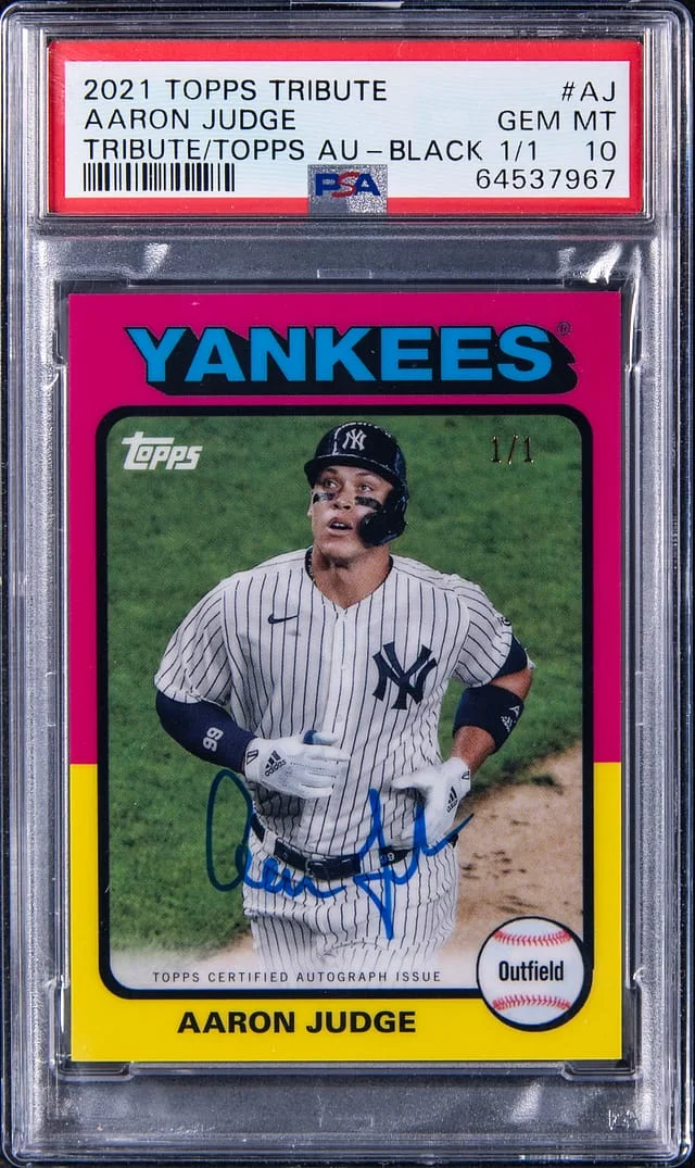 2021 Topps Tribute Aaron Judge To Topps Autographs Black #TTA-AJ card image