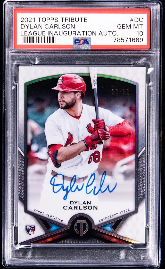 2021 Topps Tribute Dylan Carlson League Inauguration Autograph #DC card image