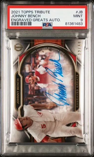 2021 Topps Tribute Engraved Greats Autographs Jb Johnny Bench #no-number card image