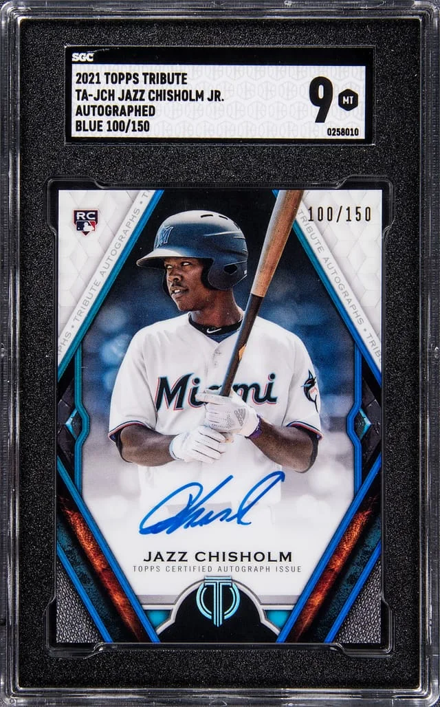 2021 Topps Tribute Jazz Chisholm Autographs Blue #TA-JCH card image