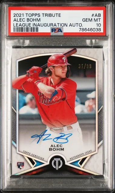 2021 Topps Tribute League Inauguration Autographs Ab Alec Bohm #no-number card image