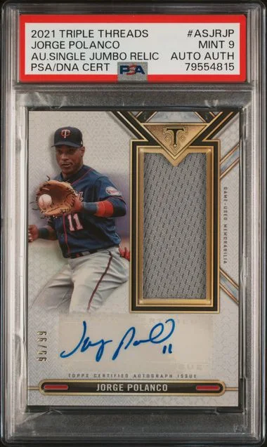 2021 Topps Triple Threads Jorge Polanco Autographed Single Jumbo Relic #ASJ-RJP card image