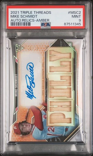 2021 Topps Triple Threads Mike Schmidt Autographed Relics Amber #MSC2 card image