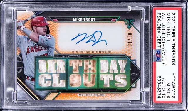 2021 Topps Triple Threads Mike Trout Autograph Relics Amber #TTARMT2 card image