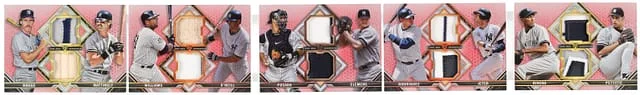 2021 Topps Triple Threads Rivera/Mattingly/O'Neill/Clemens/Jeter/Pettitte/Boggs/Williams/Posada/Rodriguez Patch Booklet Deca Relic Combo Book #DRC-8 card image