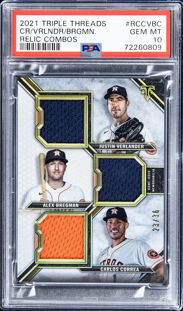 2021 Topps Triple Threads Verlander/Bregman/Correa Relic Combos #RCC-VBC card image