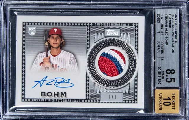 2021 Topps Update Alec Bohm Reverence Patch Autographs Platinum #TRAP-AB card image
