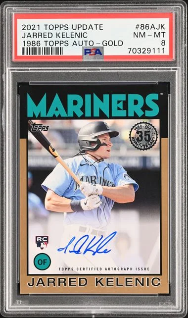 2021 Topps Update Jarred Kelenic 1986 Topps Autographs Gold #86AJK card image