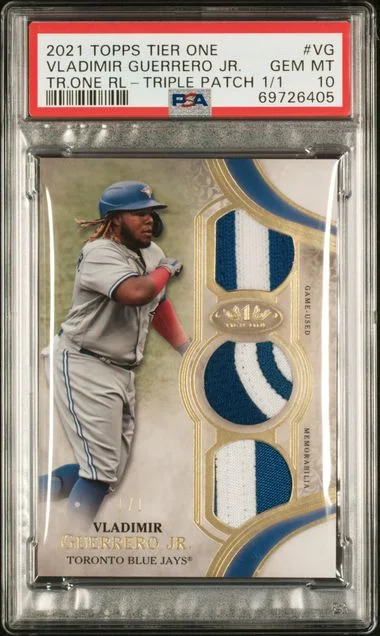 2021 Topps Vg Vladimir Guerrero Jr. Tier One Tier One Relics Triple Patch #1/1 card image
