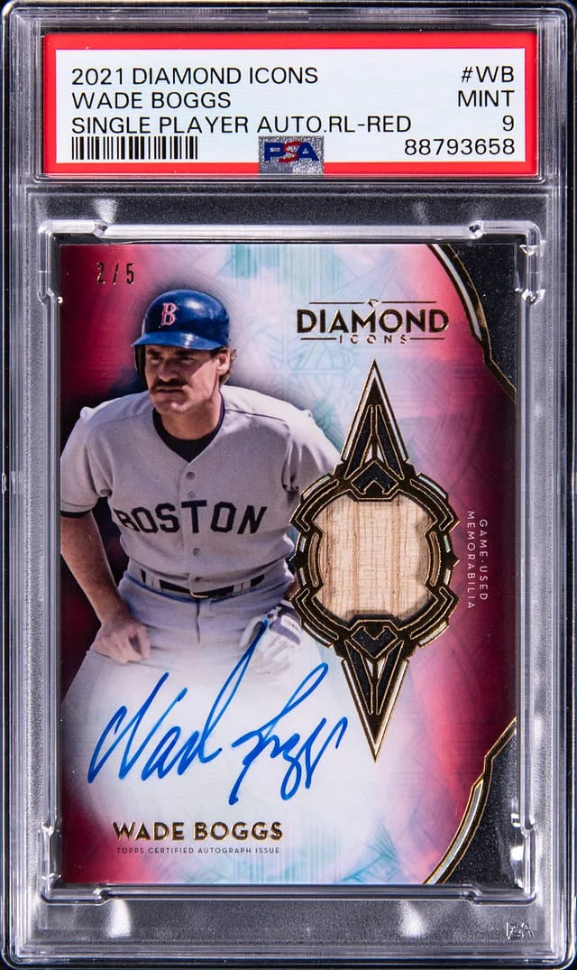 2021 Topps Wade Boggs Diamond Icons Autograph Relic Red #WB card image