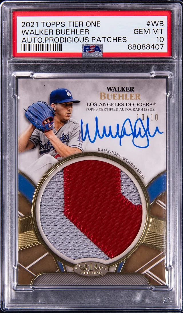 2021 Topps Walker Buehler Tier One Autograph Prodigious Patch #PPA-WB card image