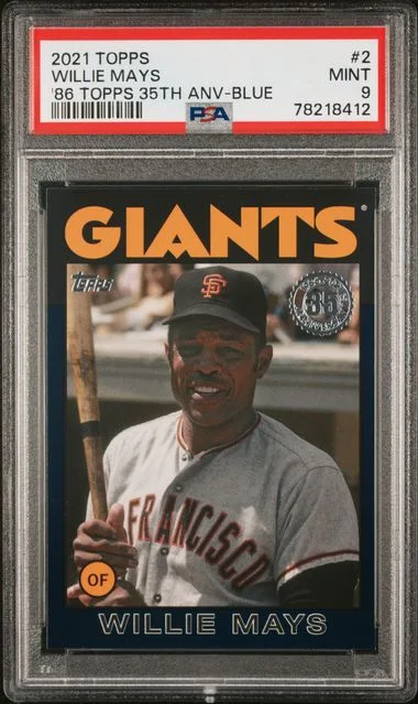2021 Topps Willie Mays 1986 Topps Baseball 35Th Anniversary #2 card image
