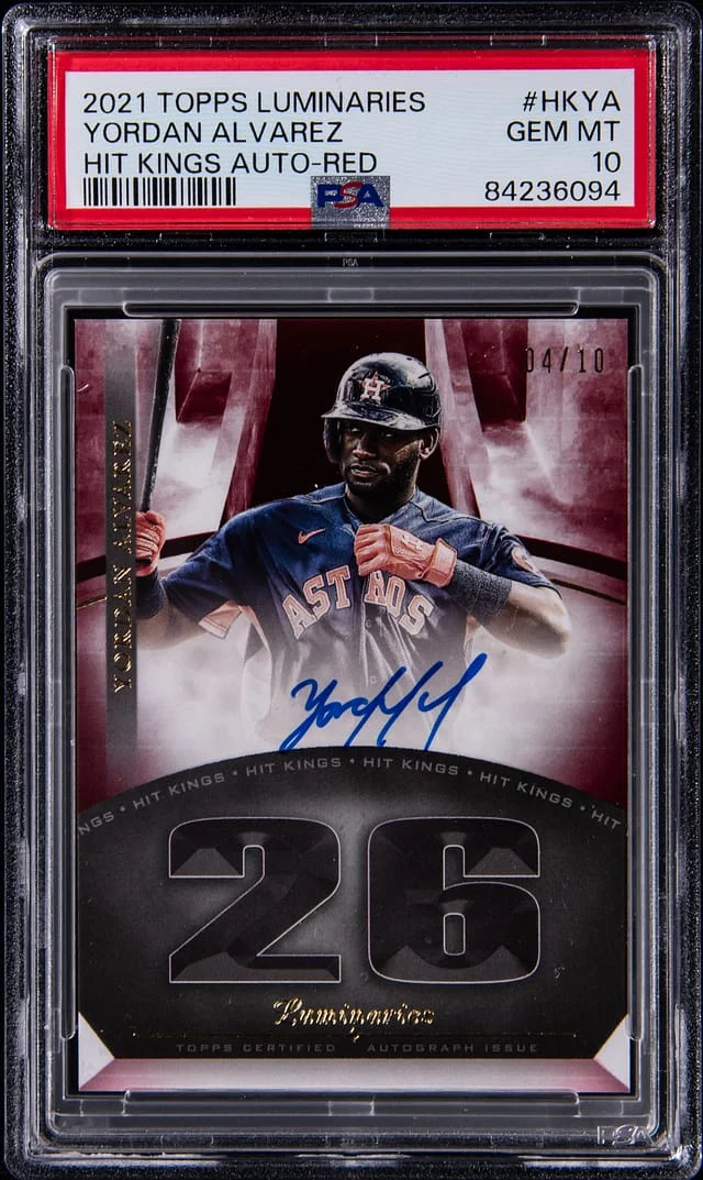2021 Topps Yordan Alvarez Luminaries Hit Kings Autograph Red #HK-YA card image