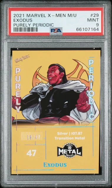 2021 Upper Deck Exodus (18/47) Marvel X-Men Metal Universe Purely Periodic #29 card image