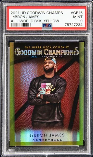 2021 Upper Deck Goodwin Champions LeBron James All-World Basketball Yellow #Gb15 card image