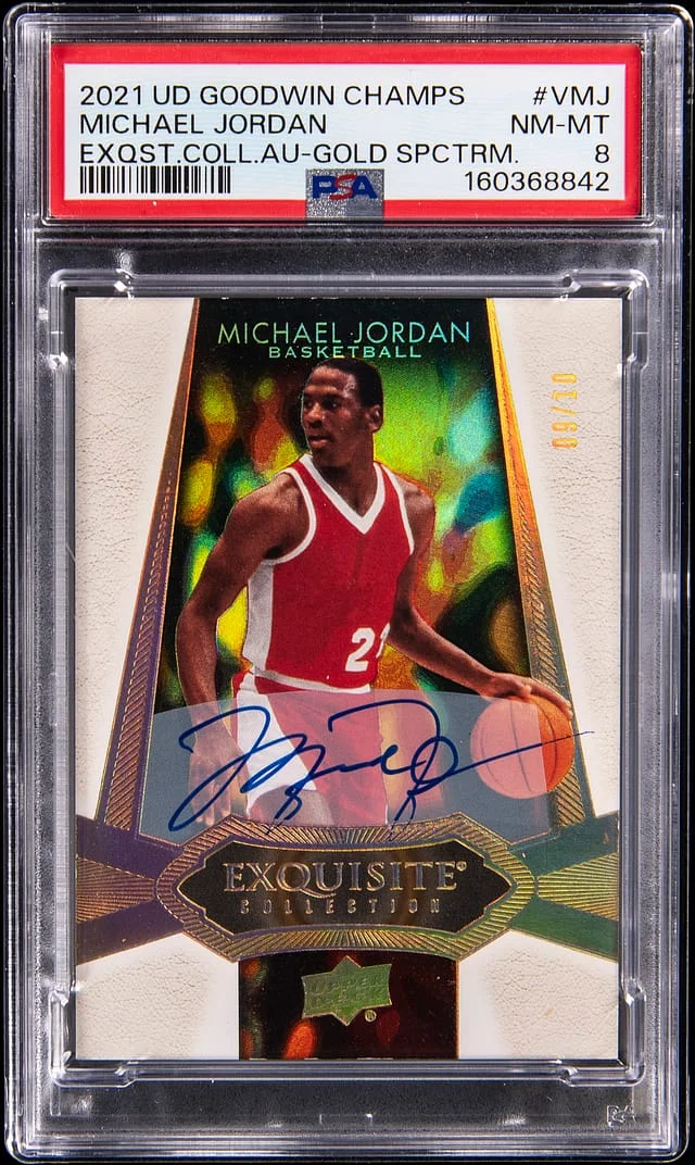 2021 Upper Deck Goodwin Champions Michael Jordan Exquisite Collection Autographs Gold Spectrum #V-MJ card image