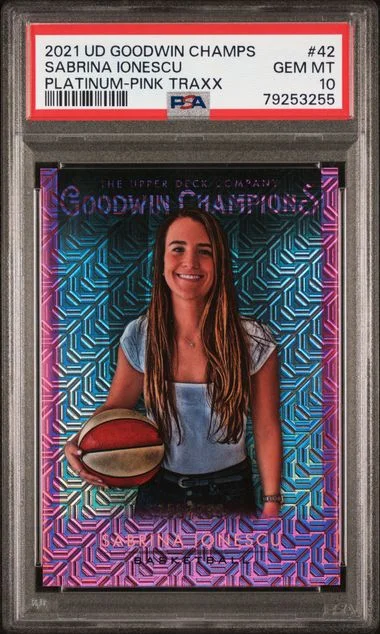2021 Upper Deck Goodwin Champions Sabrina Ionescu Platinum-Pink Traxx #42 card image