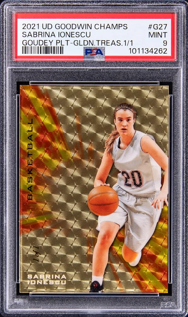 2021 Upper Deck Goodwin Champions Sabrina Ionescu Goudey Platinum Golden Treasures #G27 card image