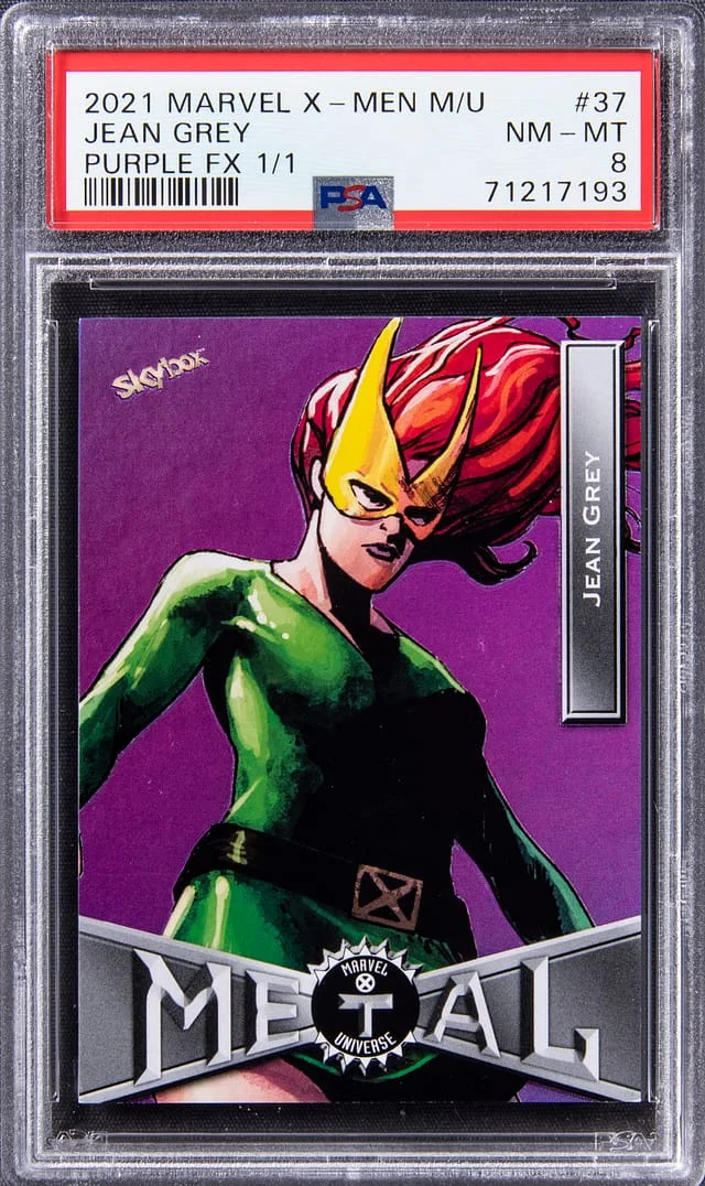 2021 Upper Deck Jean Grey Marvel X-Men Metal Universe Purple FX #37 card image