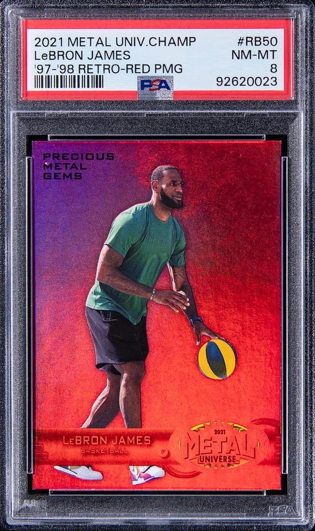2021 Upper Deck LeBron James Metal Universe Champions '97-'98 Retro Precious Metal Gems Red #RB50 card image