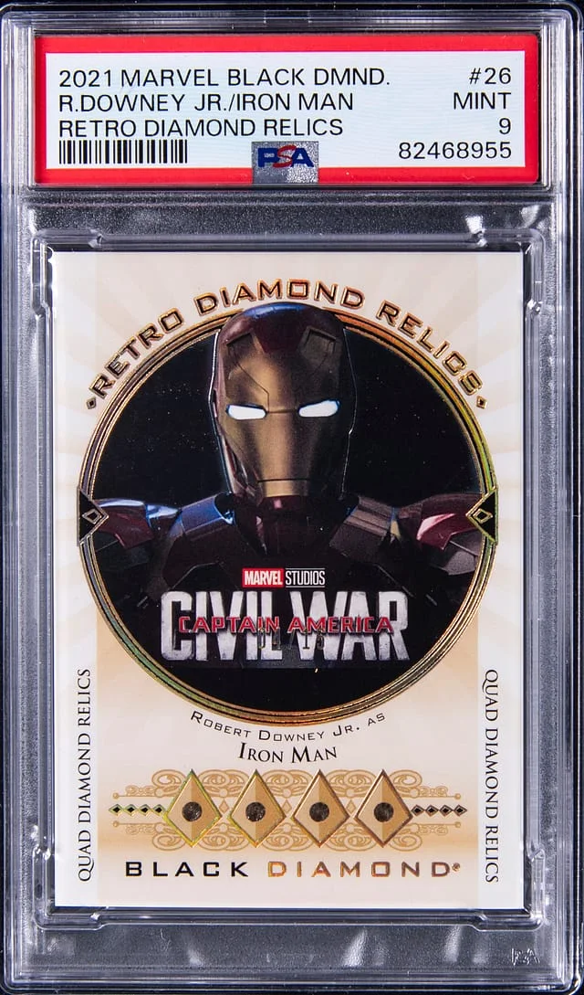 2021 Upper Deck Robert Downey Jr. Diamond Marvel Black Diamond Retro Diamond Relics #26 card image