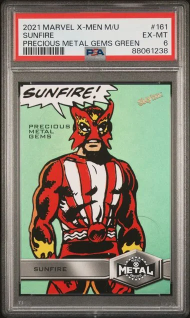 2021 Upper Deck Sunfire Marvel X-Men Metal Universe Precious Metal Gems Green #161 card image