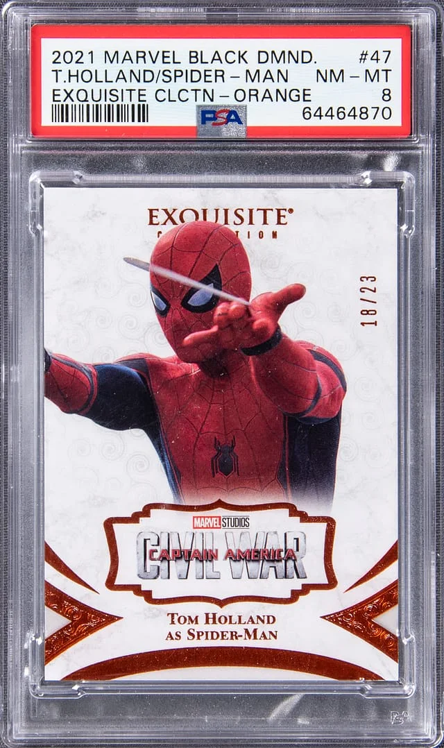2021 Upper Deck Tom Holland as Spider-Man Marvel Black Diamond Exquisite Collection Orange #47 card image