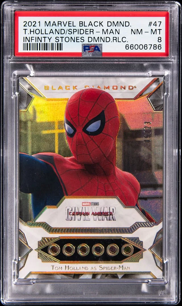 2021 Upper Deck Tom Holland/Spider-Man Marvel Black Diamond Infinity Stones Diamond Relic #47-6D card image