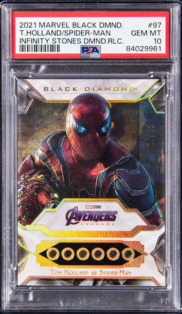 2021 Upper Deck Tom Holland/Spider-Man Marvel Black Diamond Infinity Stones Diamond Relic #97 card image