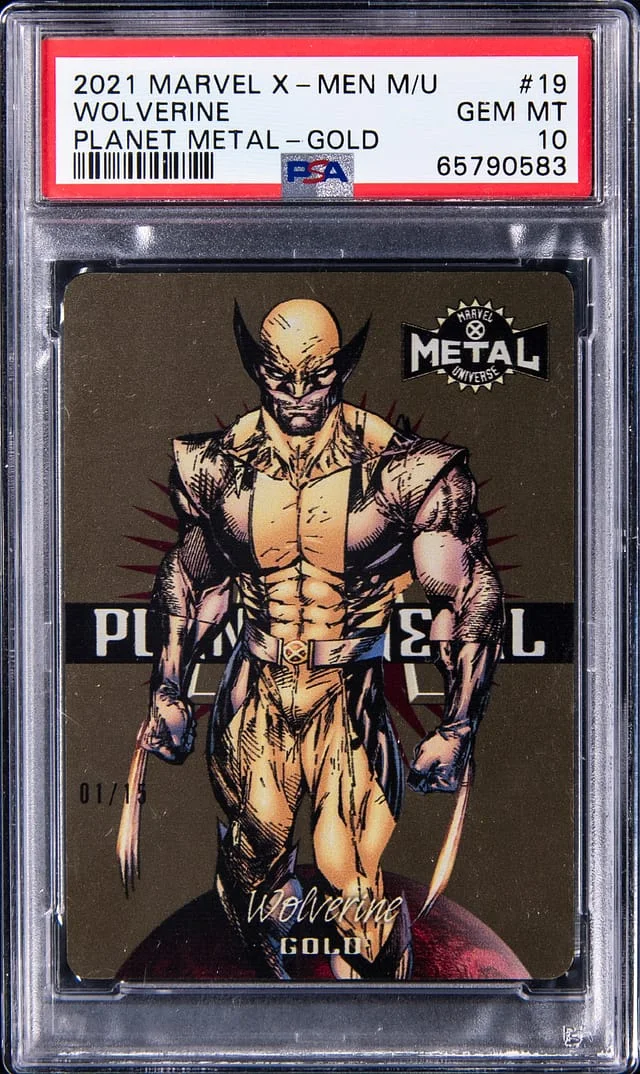 2021 Upper Deck/SkyBox Marvel X-Men Metal Universe Planet Metal Gold Wolverine #19 card image