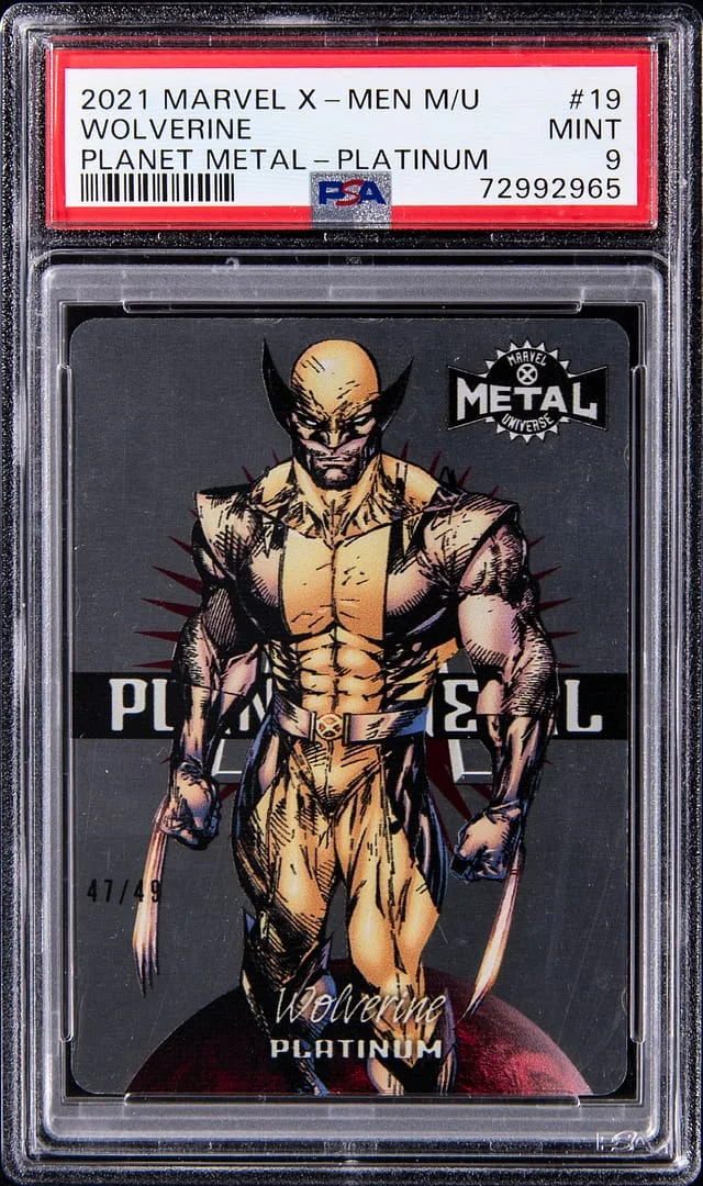 2021 Upper Deck/SkyBox Marvel X-Men Metal Universe Planet Metal Platinum Wolverine #19 card image