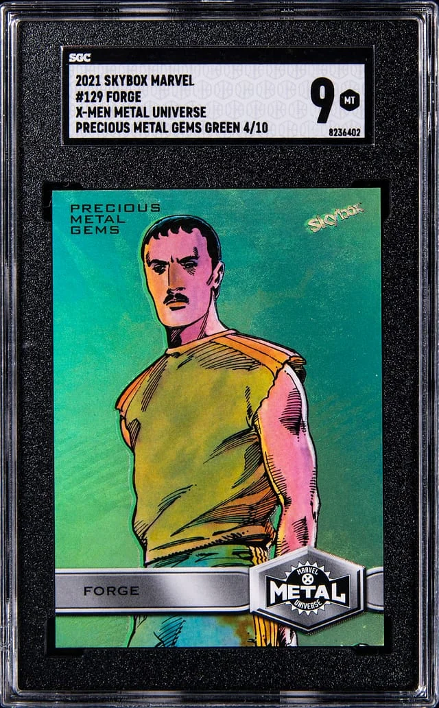 2021 Upper Deck/SkyBox Marvel X-Men Metal Universe Precious Metal Gems (PMG) Green Forge #129 card image