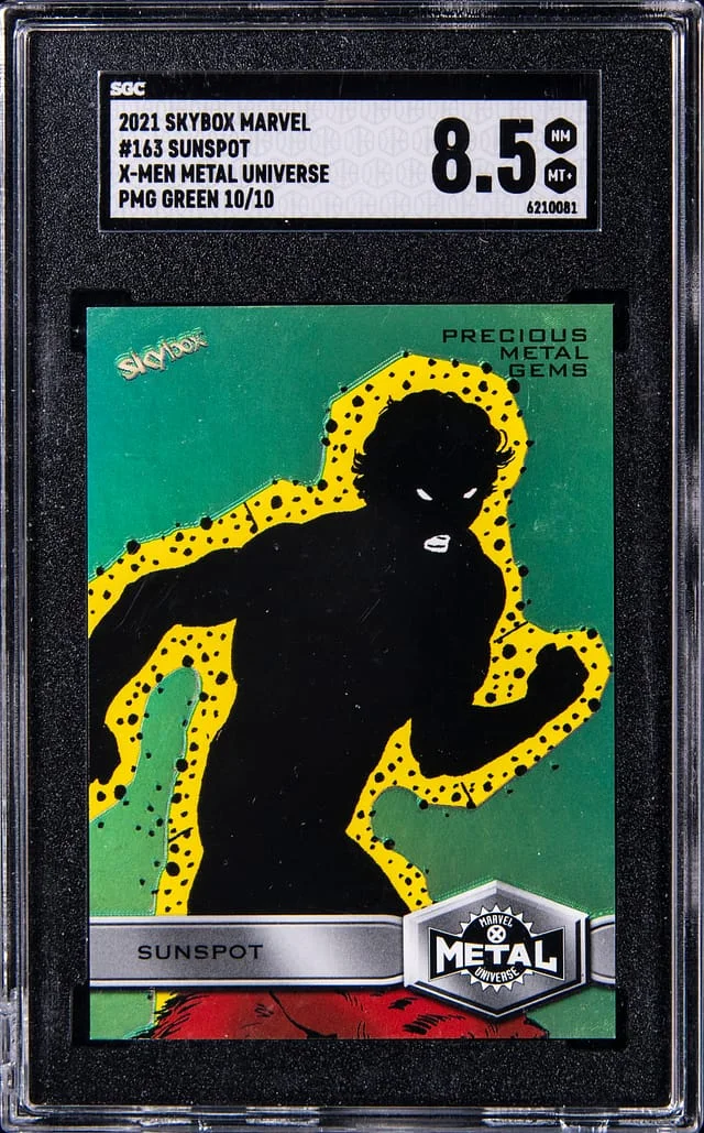 2021 Upper Deck/SkyBox Marvel X-Men Metal Universe Precious Metal Gems (PMG) Green Sunspot #163 card image
