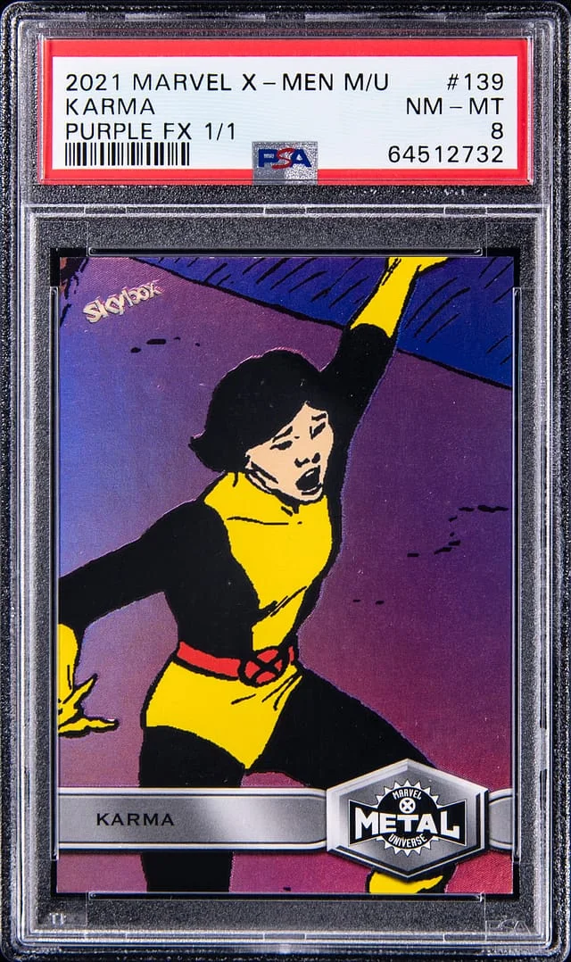 2021 Upper Deck/SkyBox Marvel X-Men Metal Universe Purple FX Karma #139 card image