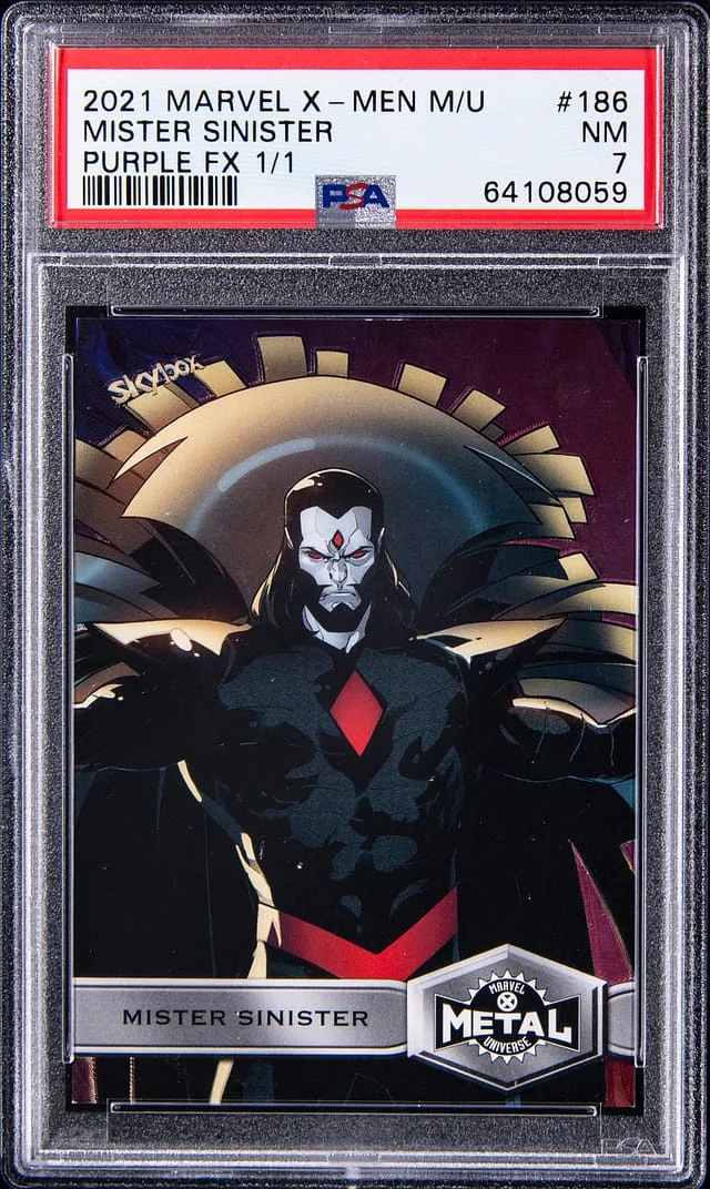 2021 Upper Deck/SkyBox Marvel X-Men Metal Universe Purple FX Mister Sinister #186 card image