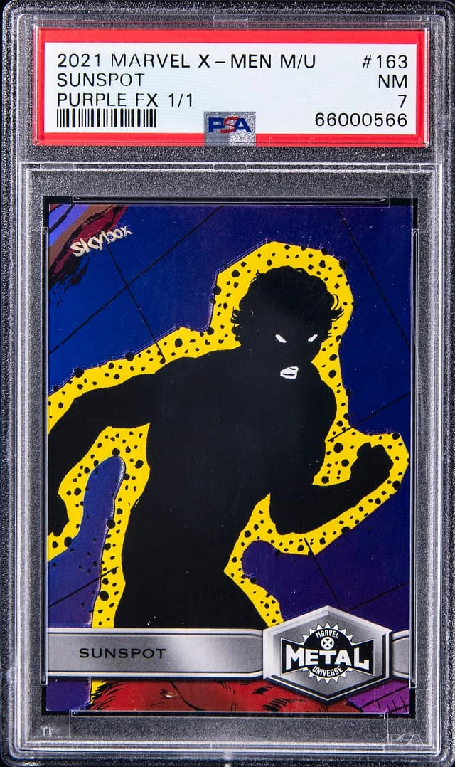 2021 Upper Deck/SkyBox Marvel X-Men Metal Universe Purple FX Sunspot #163 card image