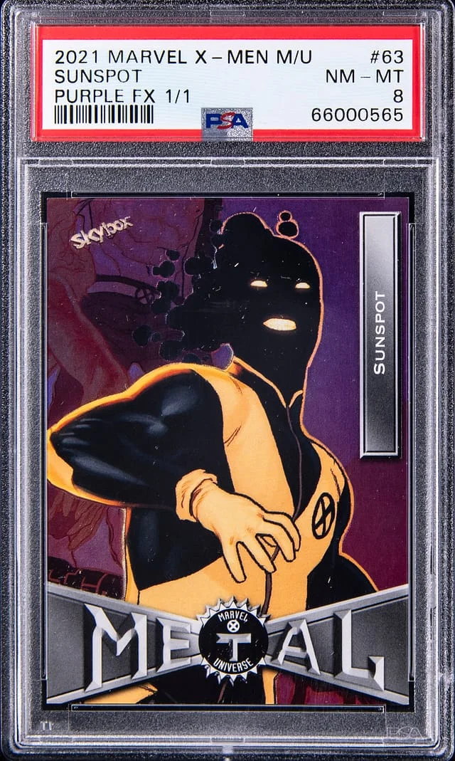 2021 Upper Deck/SkyBox Marvel X-Men Metal Universe Purple FX Sunspot #63 card image
