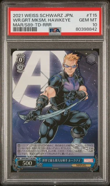 2021 Weiss Schwarz Japanese Marvel Trial Deck-Rrr World's Greatest Marksman, Hawkeye #T15 card image