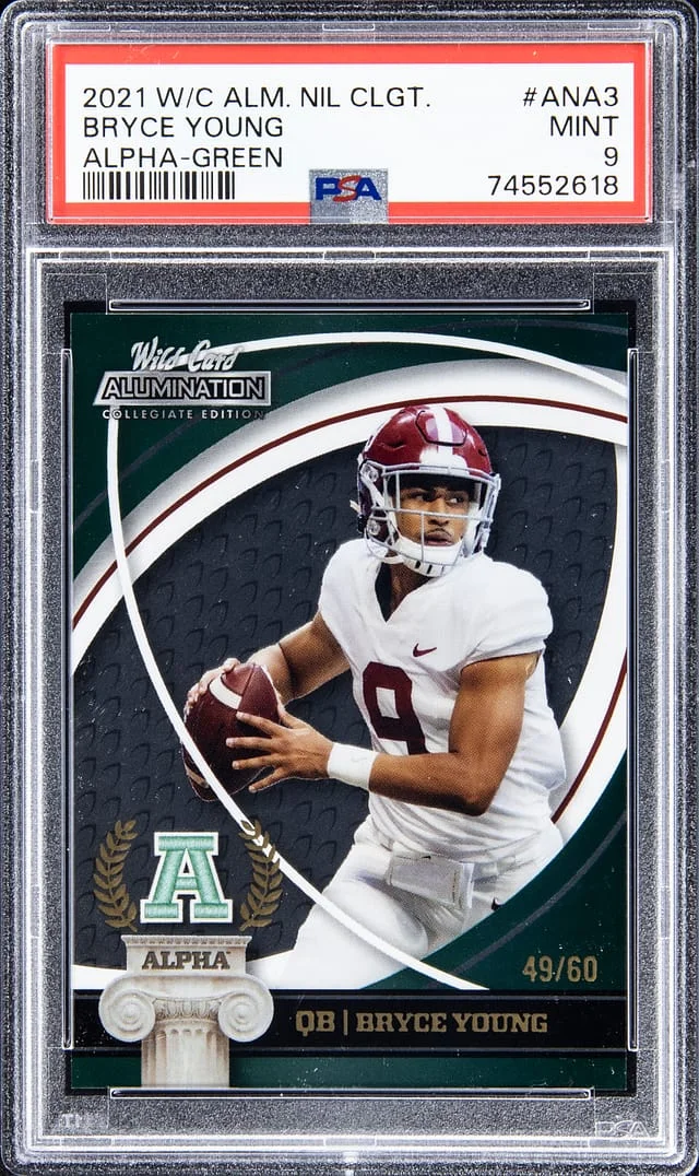 2021 Wild Card Alumination NIL Collegiate Alpha Green Bryce Young #ANA3 card image