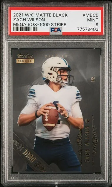 2021 Wild Card Matte Black Mega Box 1000 Stripe Zach Wilson #MBC-5 card image