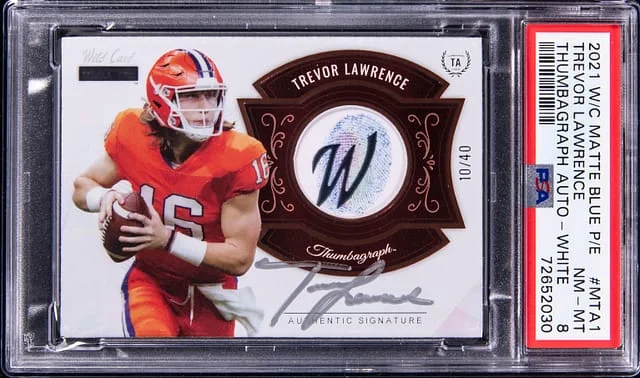 2021 Wild Card Matte Blue Premier Edition Thumbagraph Autographs White Trevor Lawrence #MTA1 card image