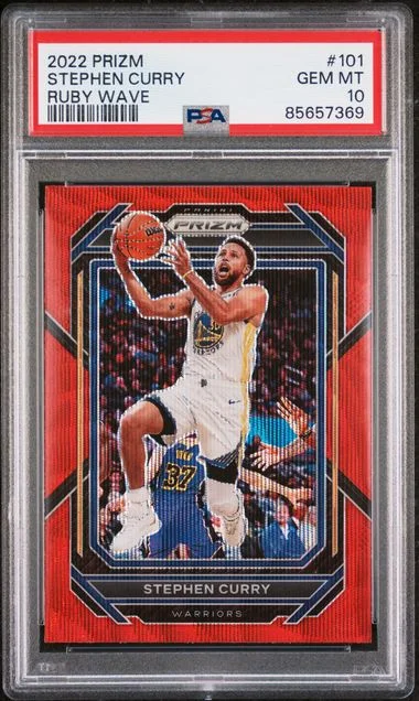 2022-22 Panini Prizm Stephen Curry Ruby Wave #101 card image