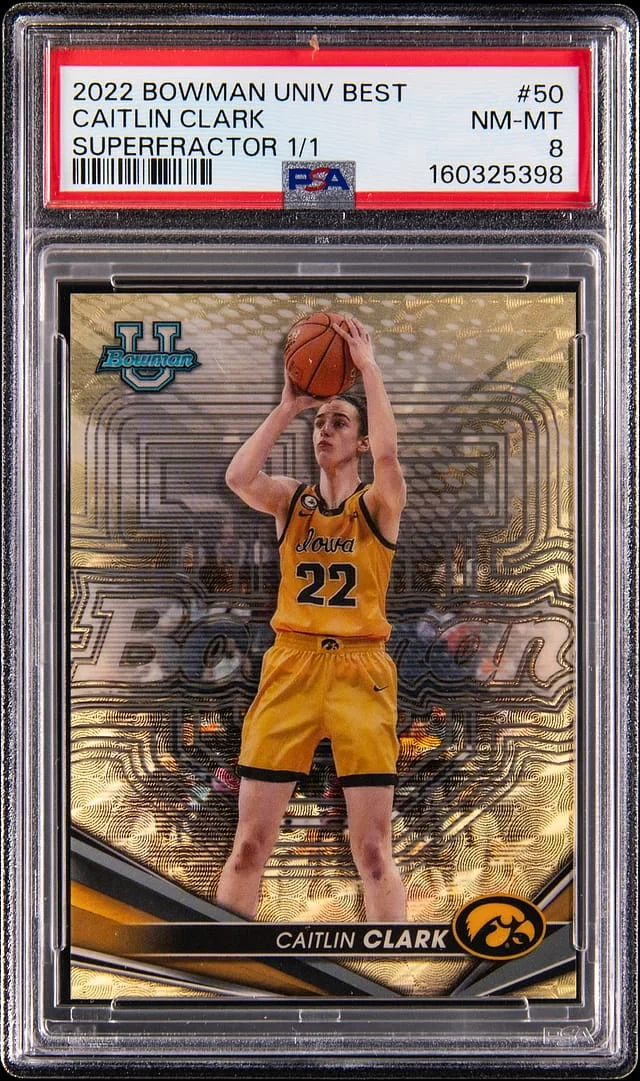 2022-23 Bowman Best Caitlin Clark SuperFractor #50 card image