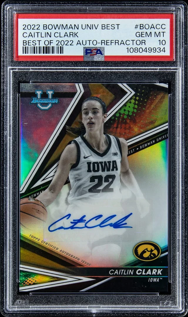 2022-23 Bowman Caitlin Clark U Best of 2022 Autographs Refractor #BOA-CC card image