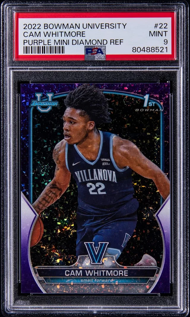 2022-23 Bowman Chrome University Cam Whitmore Purple Refractor #22 card image