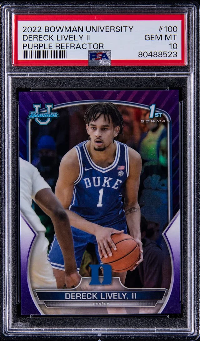 2022-23 Bowman Chrome University Dereck Lively II Purple Refractor #100 card image
