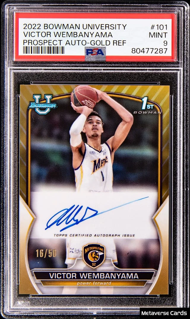 2022-23 Bowman Chrome Victor Wembanyama U Prospect Autographs Gold Refractor #101 card image