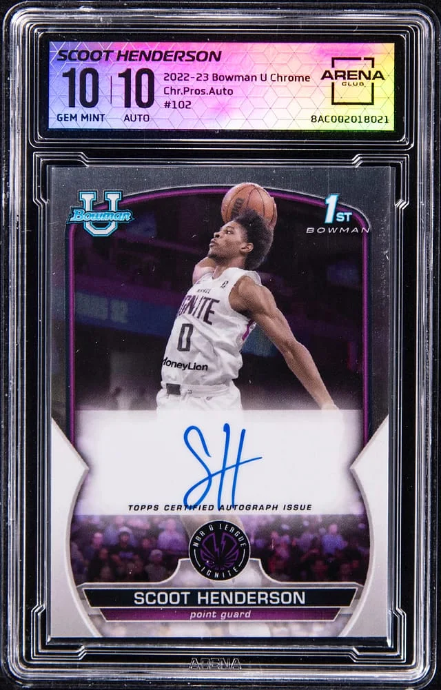 2022-23 Bowman Scoot Henderson U Chrome Prospect Autograph #102 card image