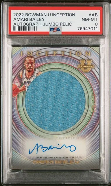 2022-23 Bowman University Amari Bailey Inception Autograph Jumbo Relics #IAJR-AB card image