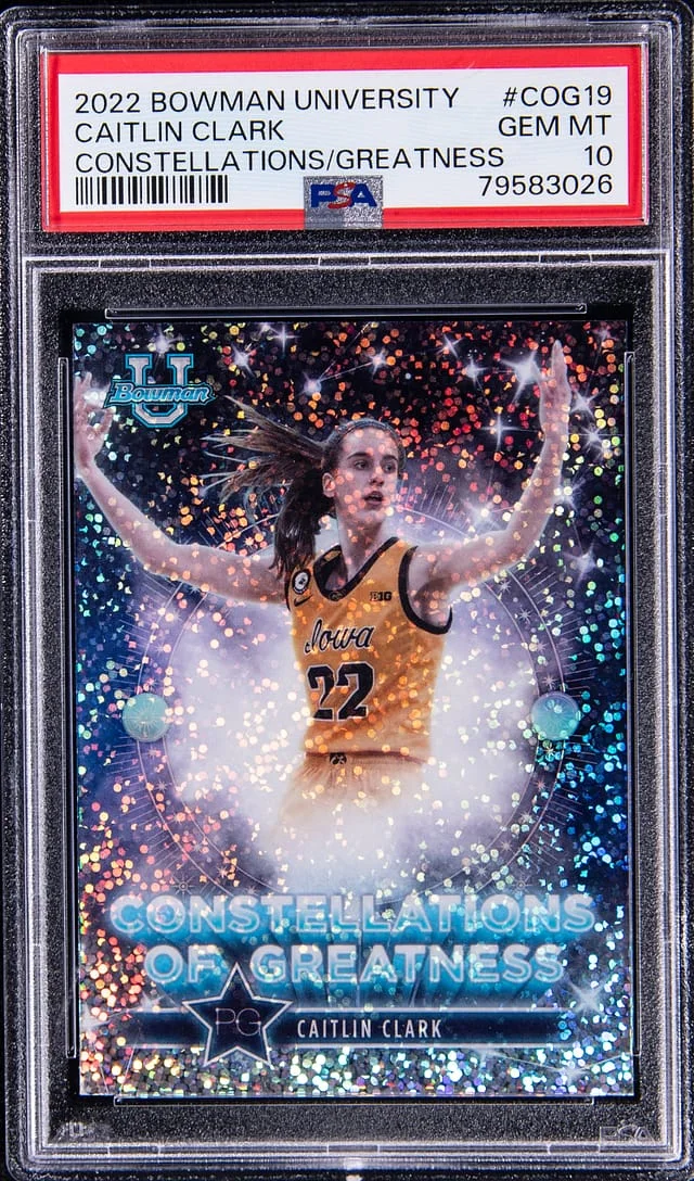 2022-23 Bowman University Caitlin Clark Constellations Greatness #COG-19 card image